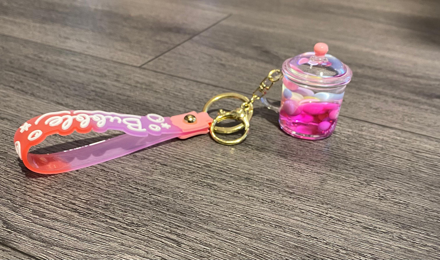 Acrylic Moving Liquid Cup Keychain - Preppy Kids (Grand Bazaar)