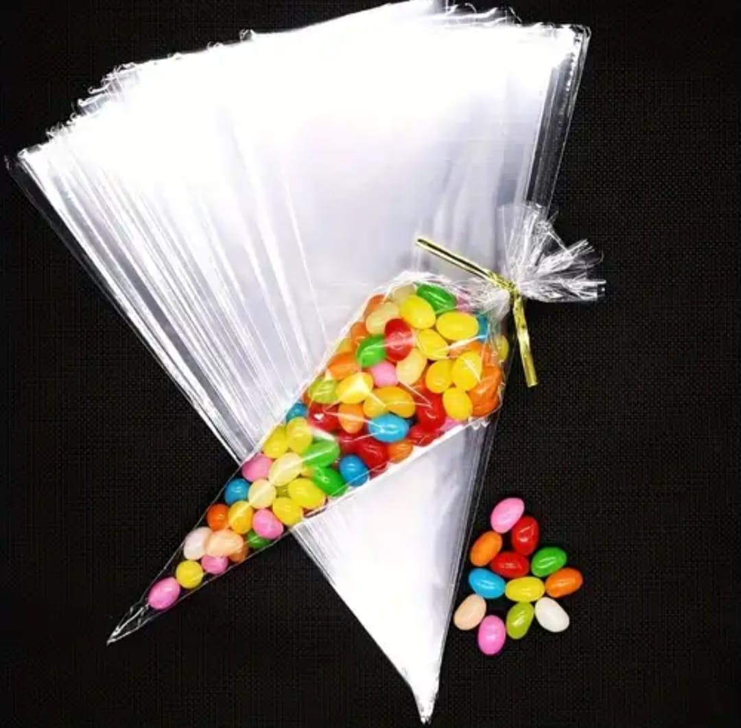 Triangular candy cellophane bags