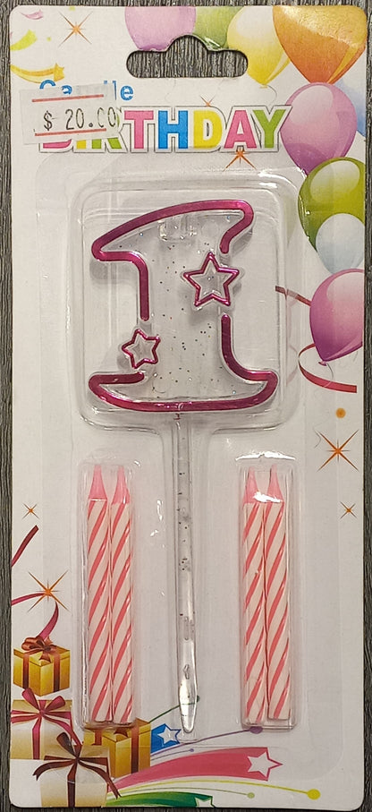Pink Acrylic Candle 0 to 9 (ACR) - Preppy Kids (Grand Bazaar)