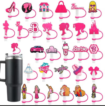 Barbie Straw Cover Caps Toppers for Tumbler