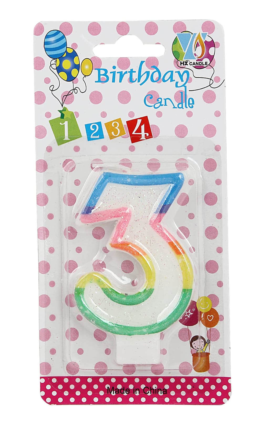 Multicoloured Glitter Wax Candle 0-9 - Preppy Kids (Grand Bazaar)