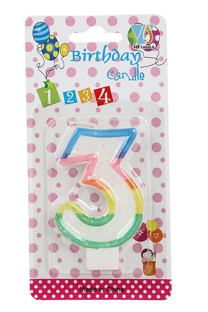 Multicoloured Glitter Wax Candle 0-9 - Preppy Kids (Grand Bazaar)