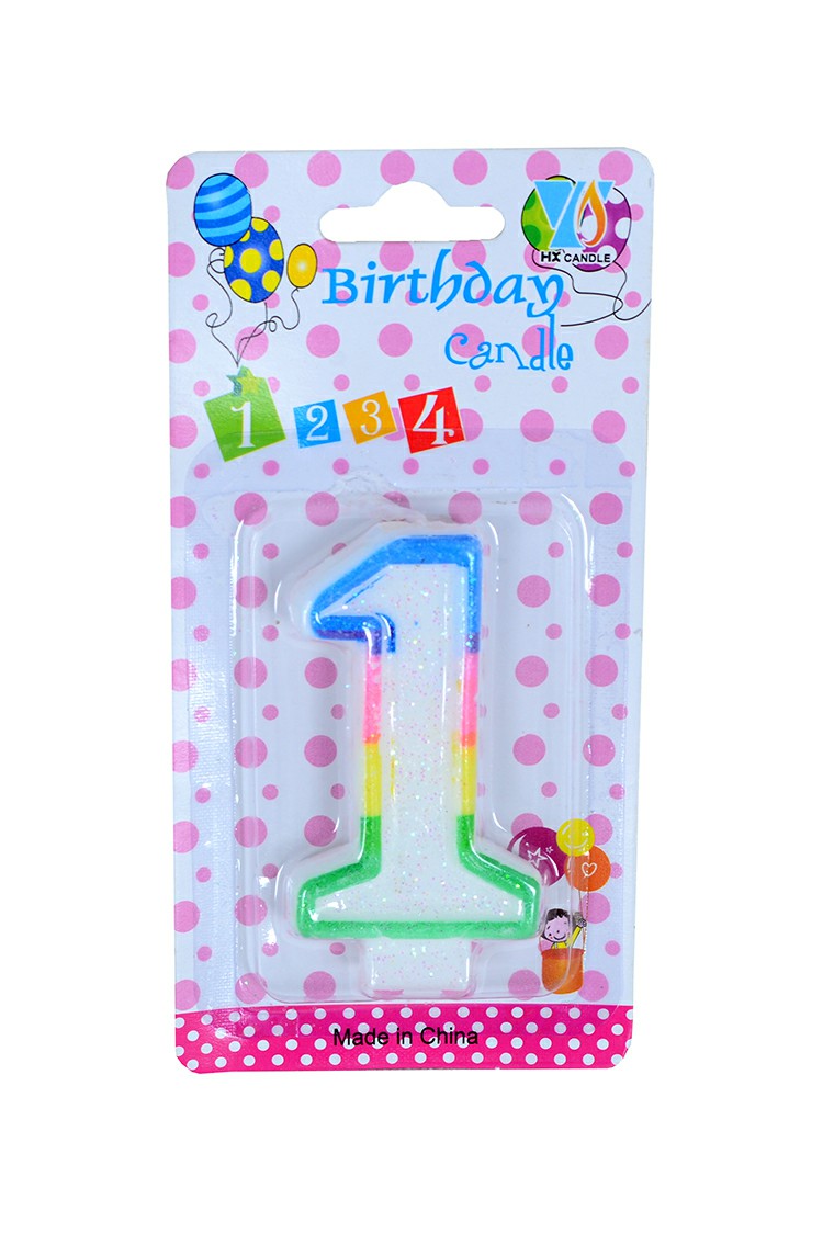 Multicoloured Glitter Wax Candle 0-9 - Preppy Kids (Grand Bazaar)