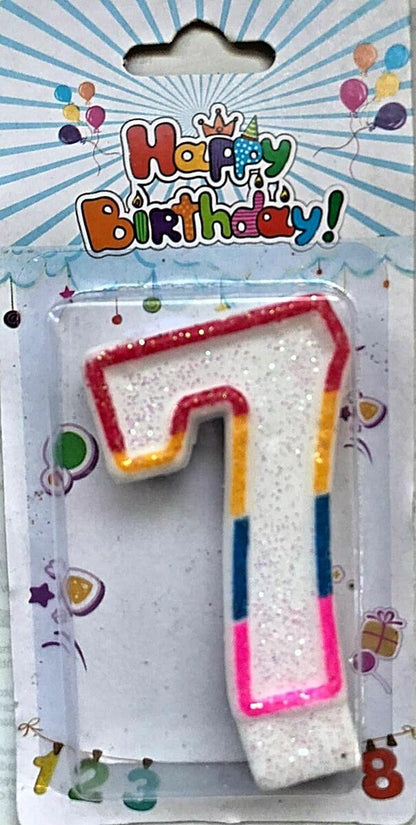 Multicoloured Glitter Wax Candle 0-9 - Preppy Kids (Grand Bazaar)