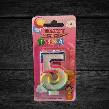 Multicoloured Glitter Wax Candle 0-9 - Preppy Kids (Grand Bazaar)