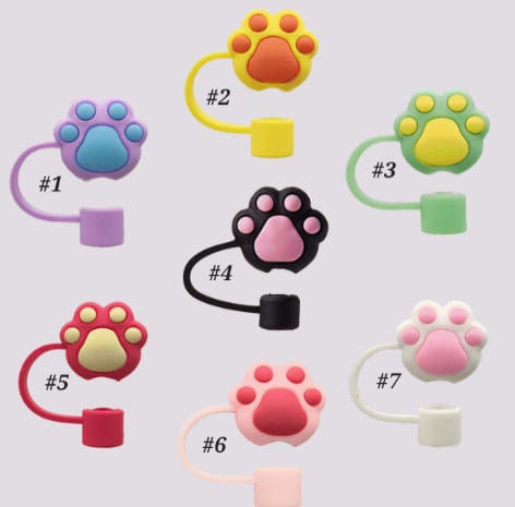 Paw Print Straw Cover Caps Toppers for Tumbler