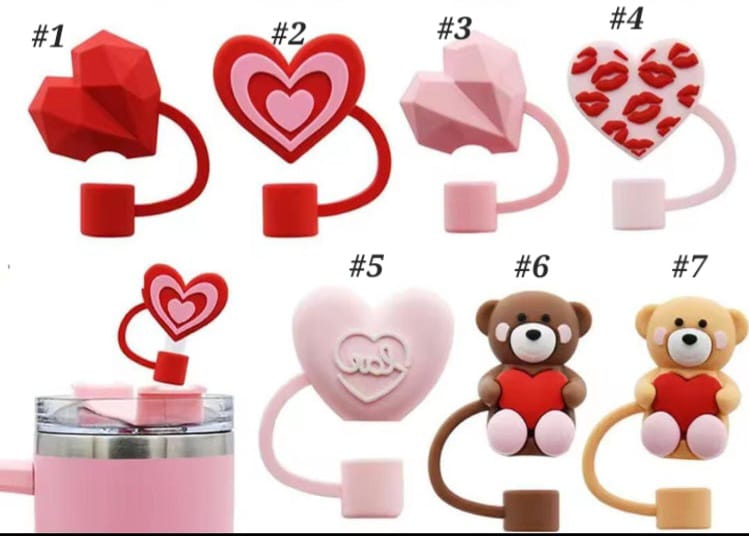 Cute Heart Love Straw Cover Caps Toppers for Tumbler