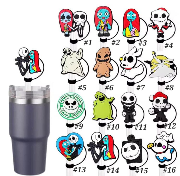 The Nightmare Before Christmas Straw Cover Caps Toppers for Tumbler