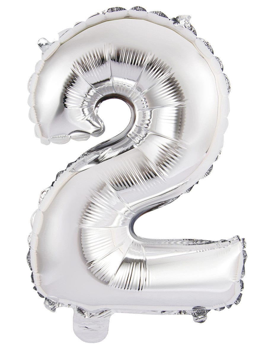 35&quot; Jumbo  Number Silver Foil Helium Balloons (35&quot;).  1 to 9