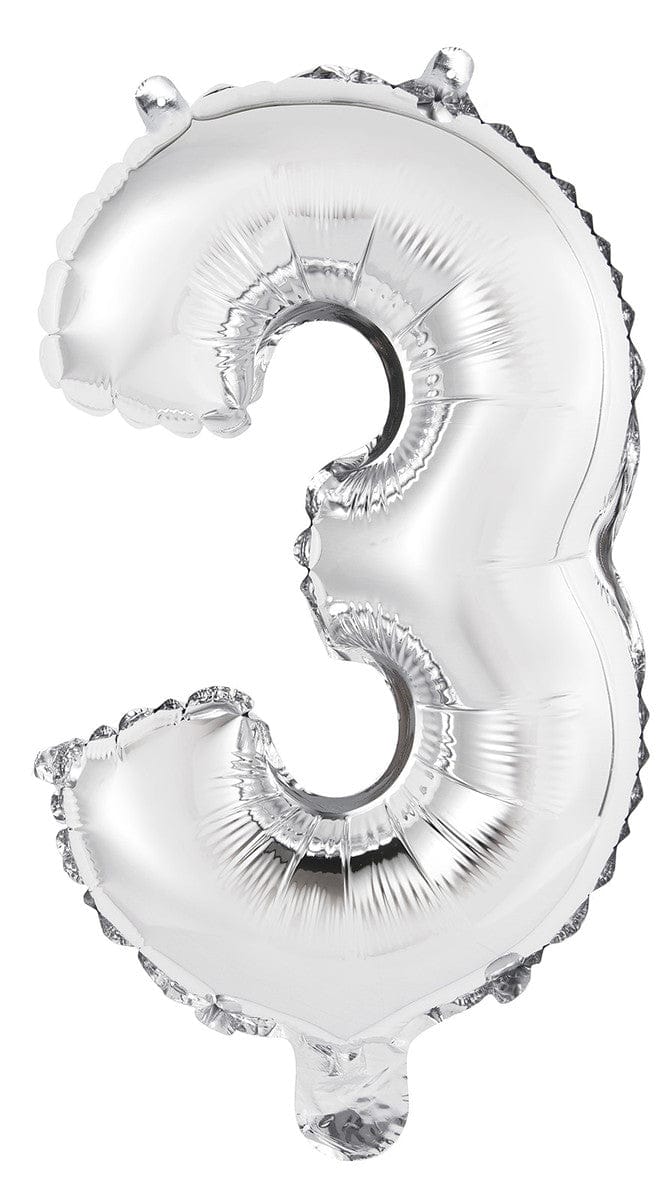 35&quot; Jumbo  Number Silver Foil Helium Balloons (35&quot;).  1 to 9