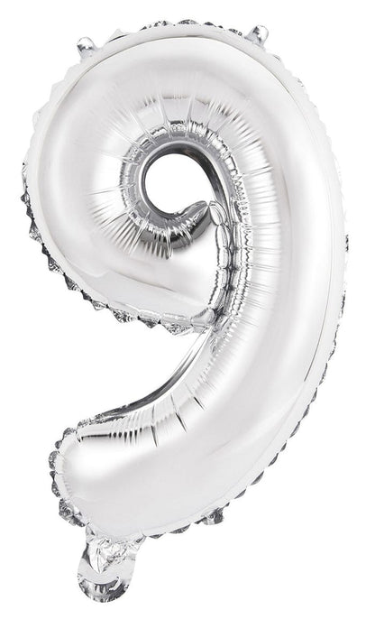 35&quot; Jumbo  Number Silver Foil Helium Balloons (35&quot;).  1 to 9