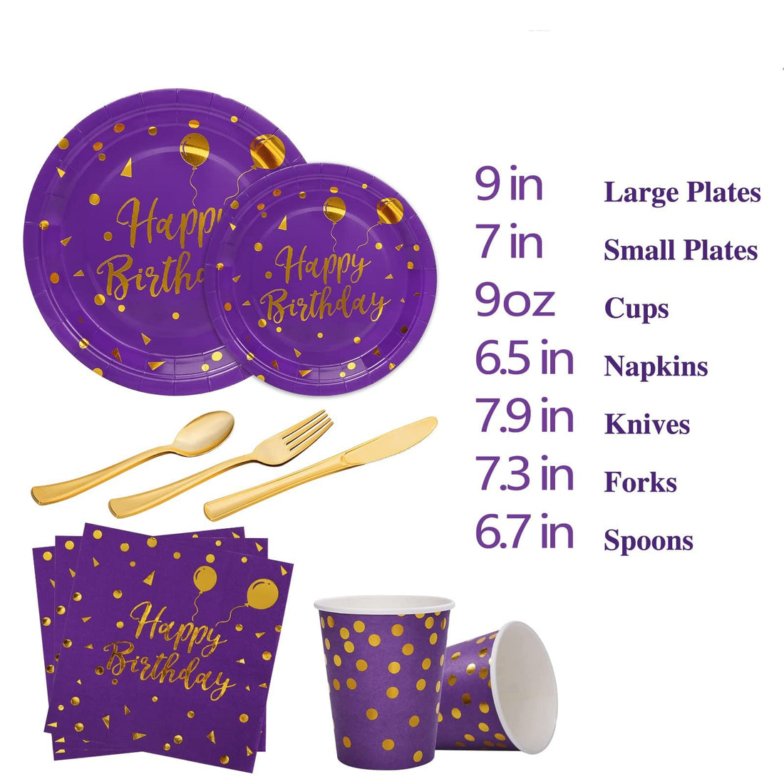 Happy Birthday Purple And Gold Party Set