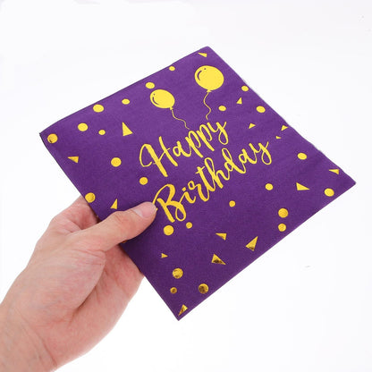 Happy Birthday Purple And Gold Party Set