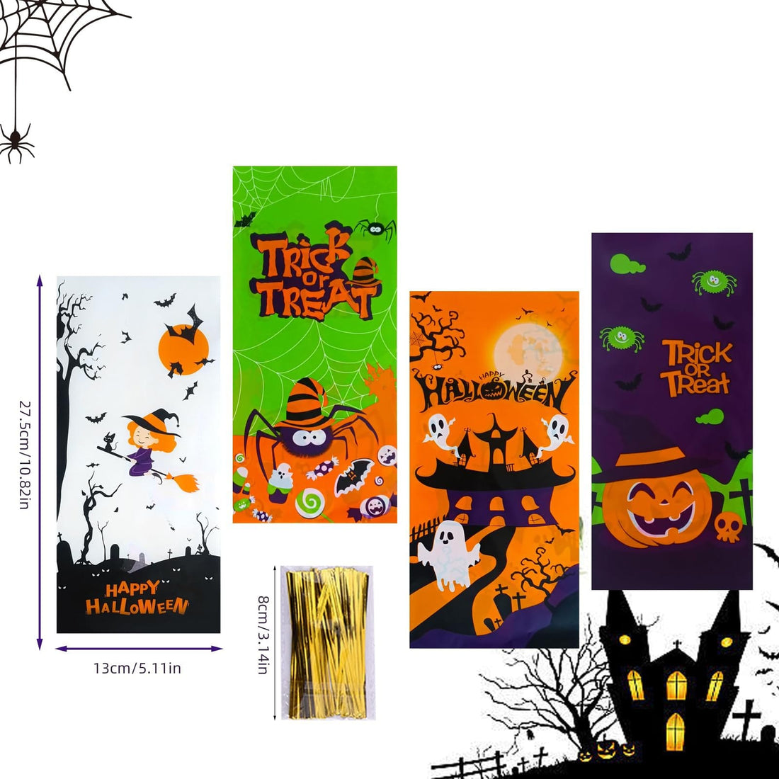Halloween 50pc Trick or Treat Party Bags Candy  cookie bag school