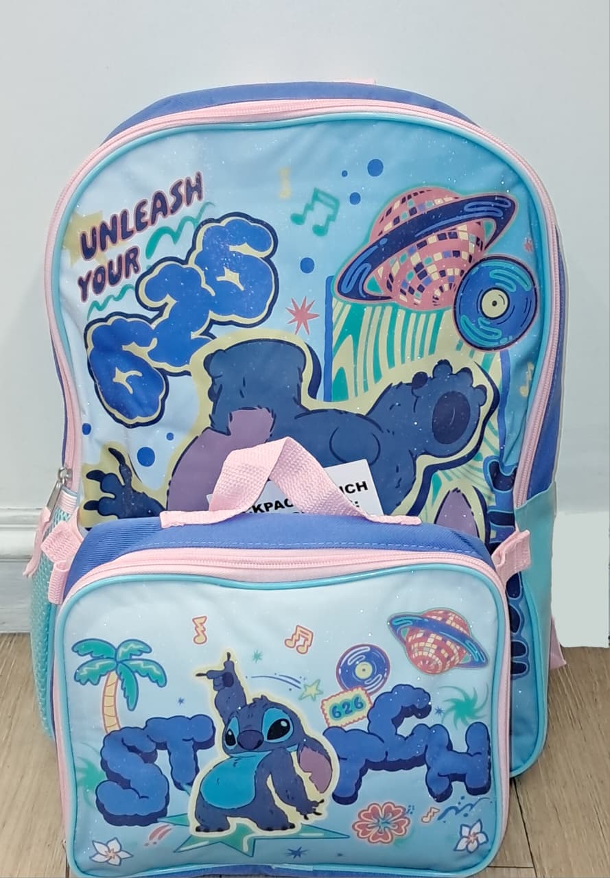 Stitch Disco Dancing 2PC Backpack and Lunch Bag Set