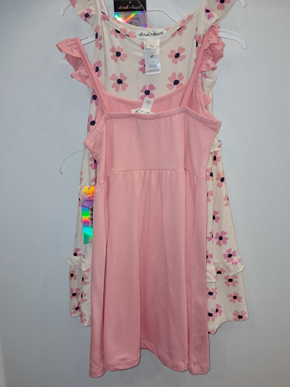 Girls Peach Floral 3PC Dress Set