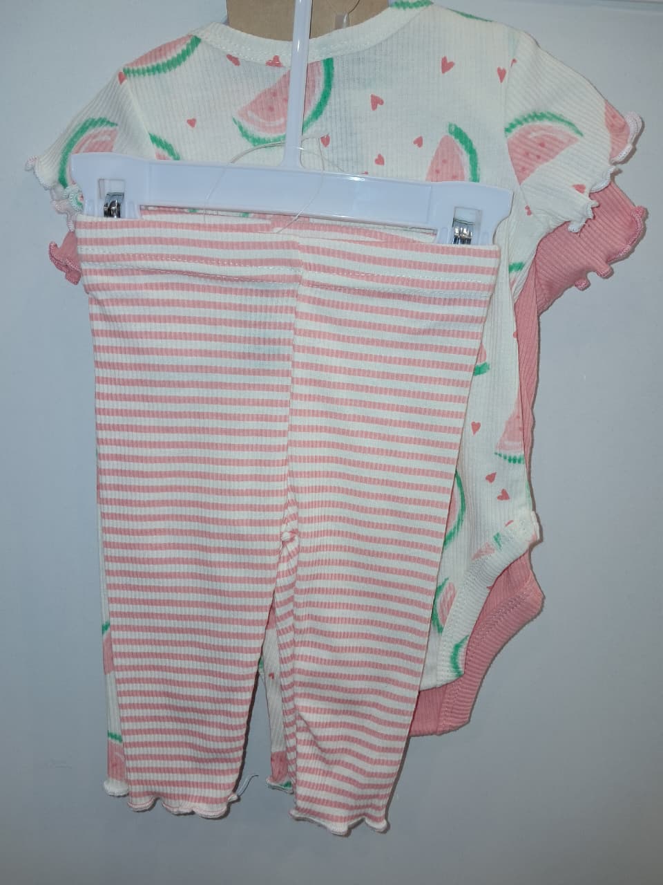 &quot;The Sweetest&quot; Watermelon 4PC Onesie Set Girls