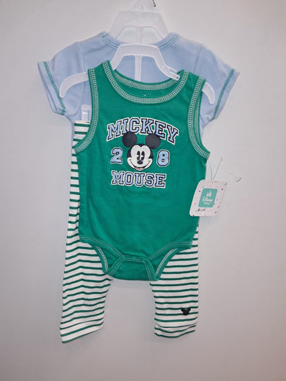 Mickey Mouse &quot;Play To Win&quot; Baby Onesie 3PC Set
