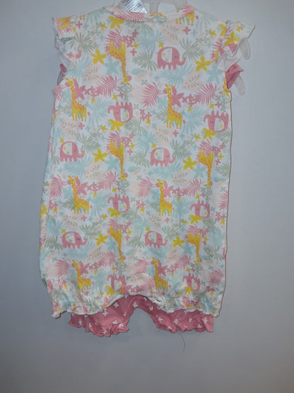 &quot;Sweet Little Girl&quot; Elephant Print 2PC Romper Set