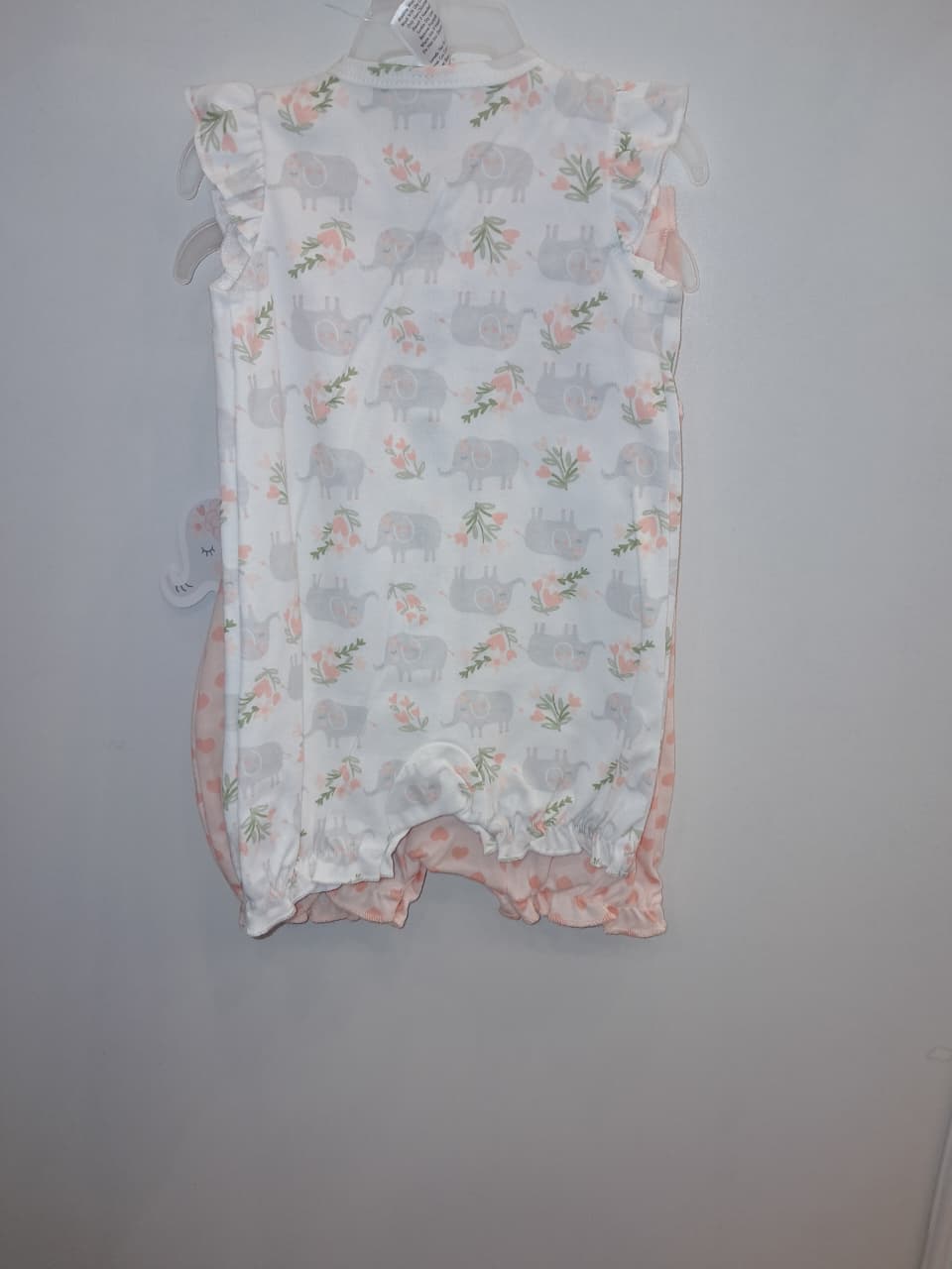 Peach &amp; Orange Elephant Print 2PC Romper Set
