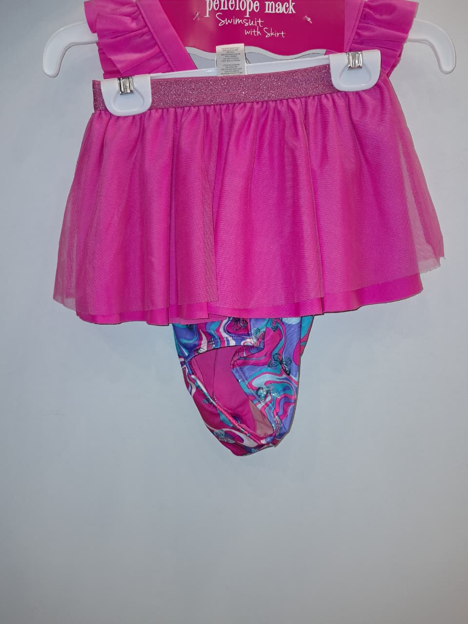 Pink &amp; Purple Butterfly 2PC Bathing Suit with Skirt