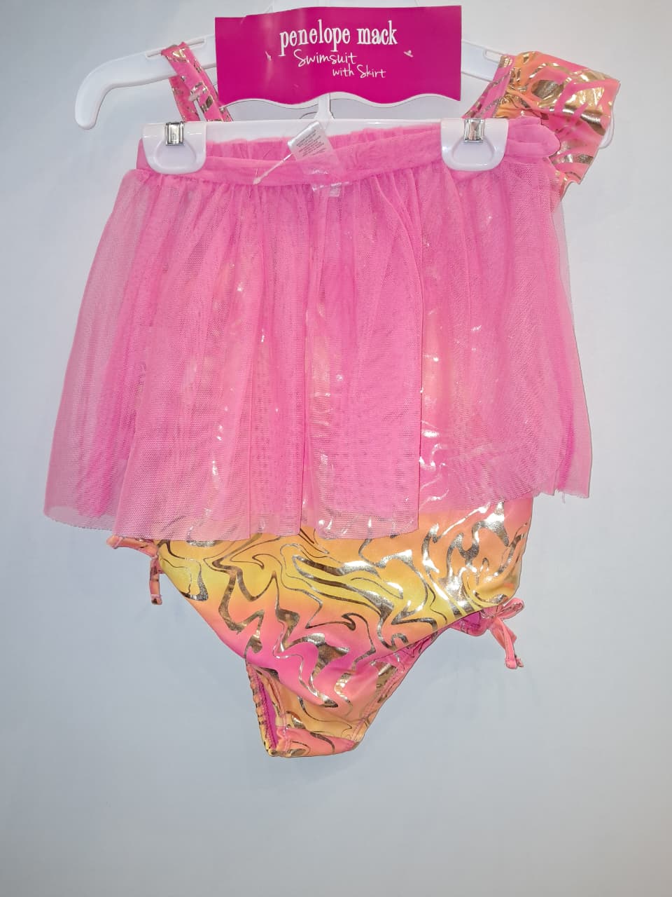 Pink Sunset Girls 2PC Bathing Suit with Skirt