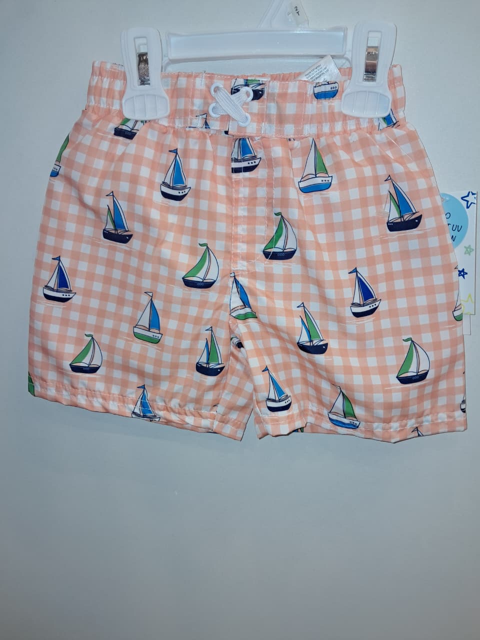 Orange Sail Boats Boys Swimming Trunks