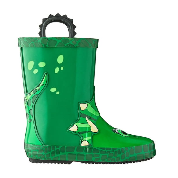 Kids Green Triceratops Rain Boots
