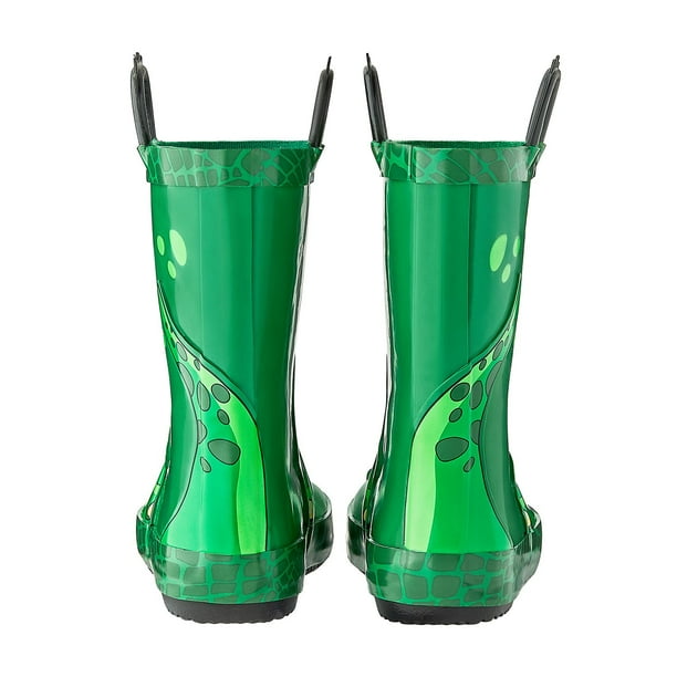 Kids Green Triceratops Rain Boots
