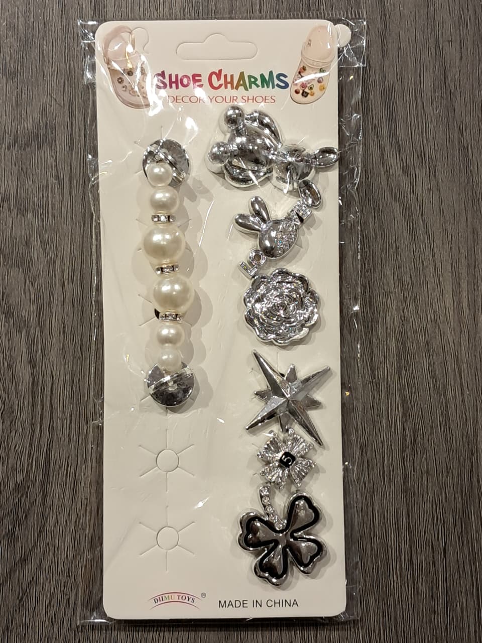 Silver Pearls Stylish Decorative Croc Charm Set (7PCS)