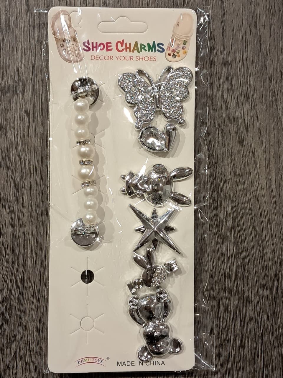 Silver Pearls Stylish Decorative Croc Charm Set (7PCS)