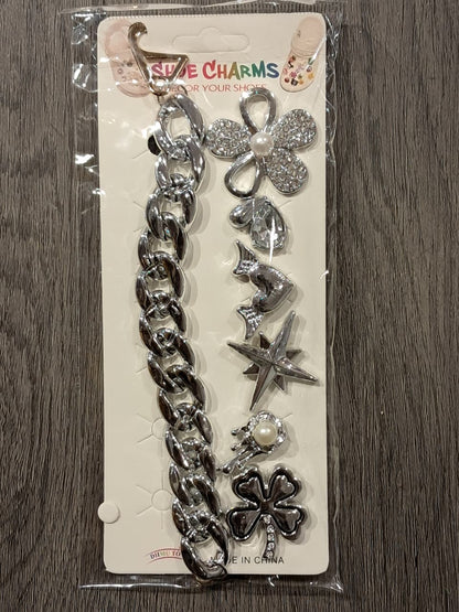 Silver Stylish Decorative Croc Charm Set (7PCS)