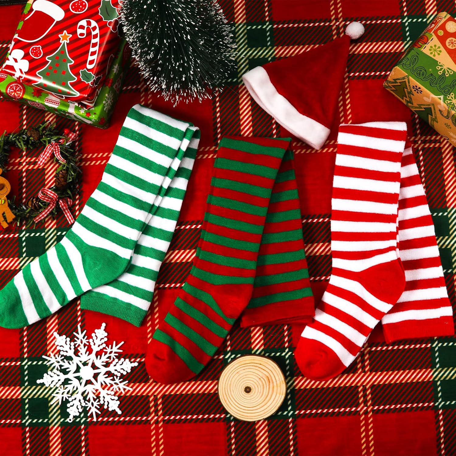 ELF Striped Christmas Socks