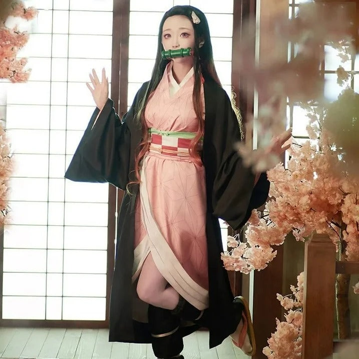 Nezuko Kids to adult sizes Demon Slayer Cosplay costume outfit-Cosplay-Preppy Kids Trinidad-Costume