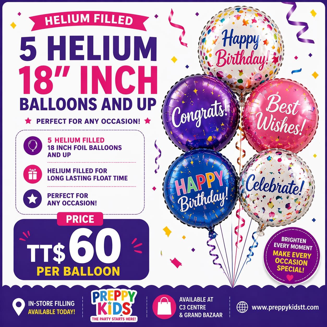 FILLING HELIUM GAS FOR BALLOONS INSTORE ONLY