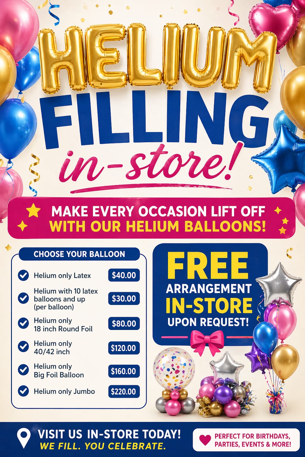 FILLING HELIUM GAS FOR BALLOONS INSTORE ONLY
