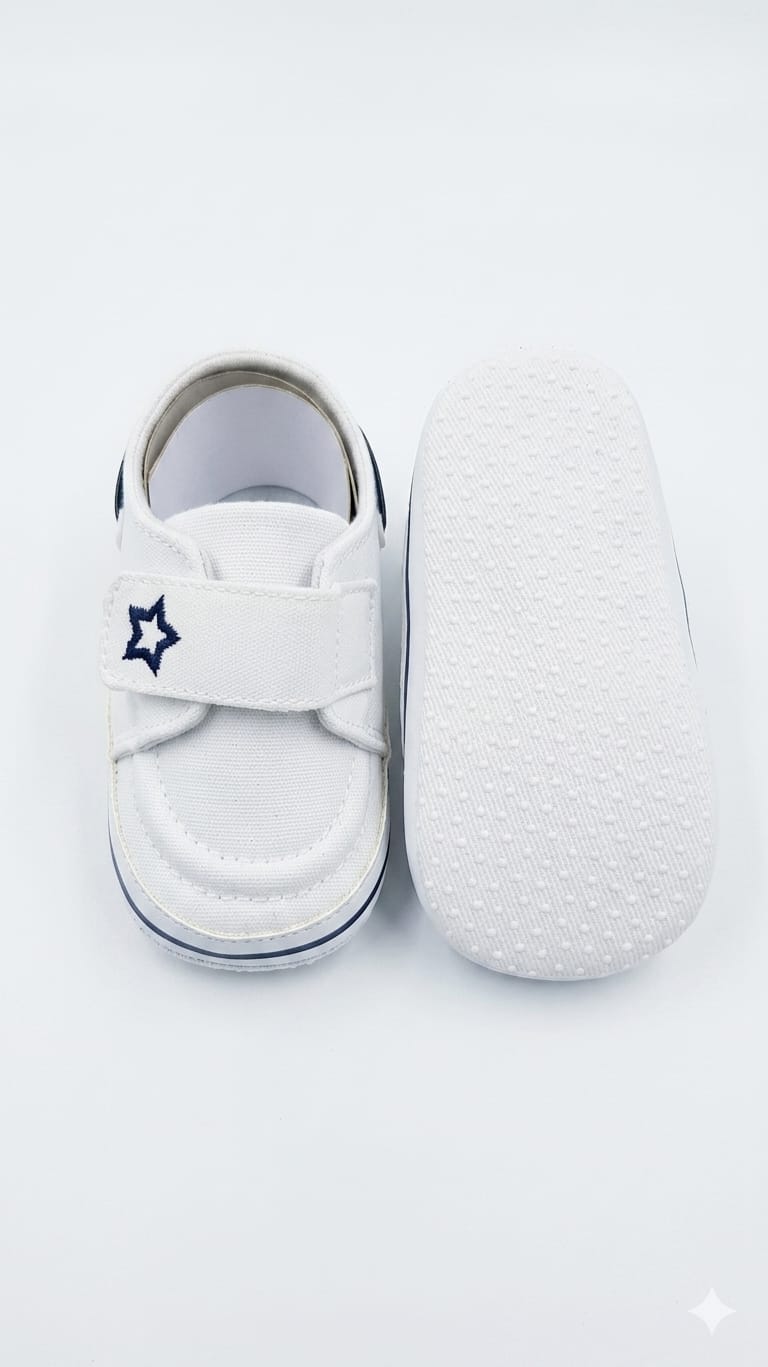 White baby canvas boat shoe