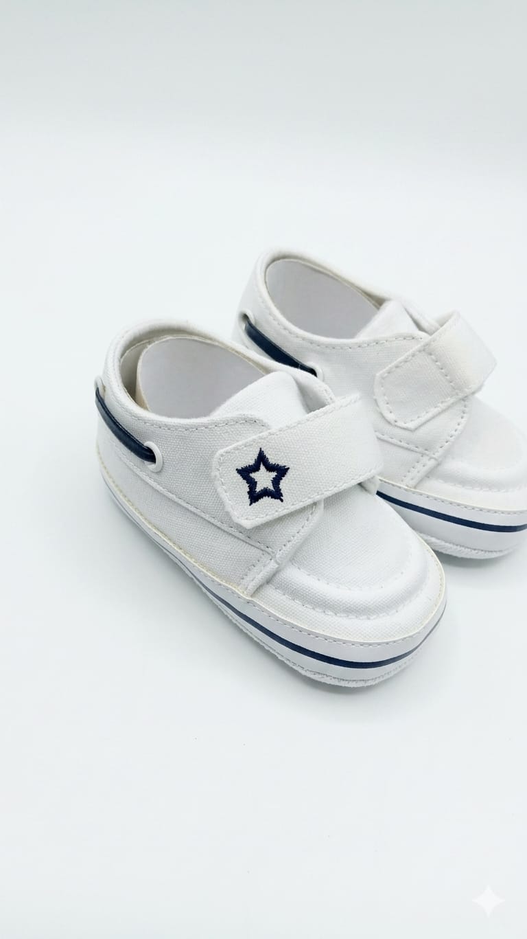 White baby canvas boat shoe