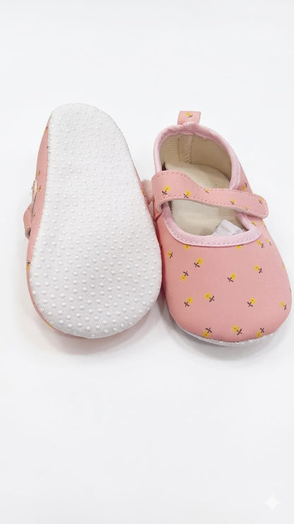 Floral Mary Jane girl flats Pink