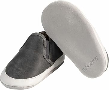 Robeez Grey Liam Slip-on crib shoes