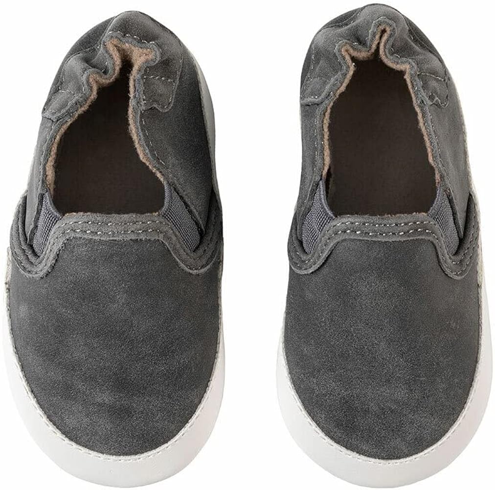 Robeez Grey Liam Slip-on crib shoes
