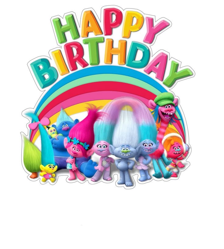 Trolls Happy Birthday Cake Topper
