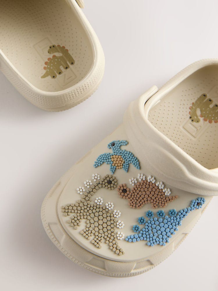 NEXT Dinosaur Cream Clogs