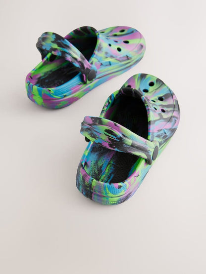 NEXT Black Purple Marble  Clogs