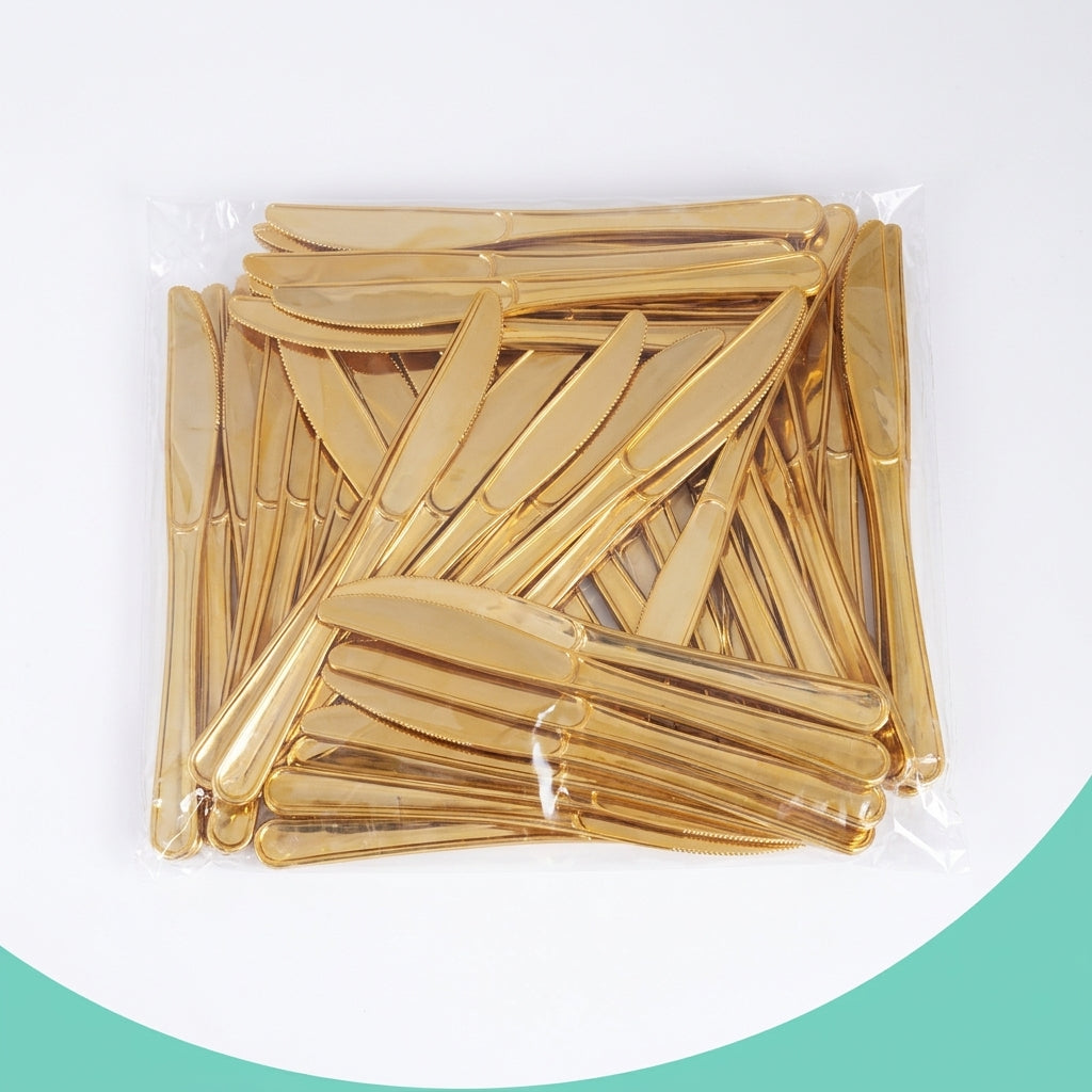 16 pc Gold Plastic Knives