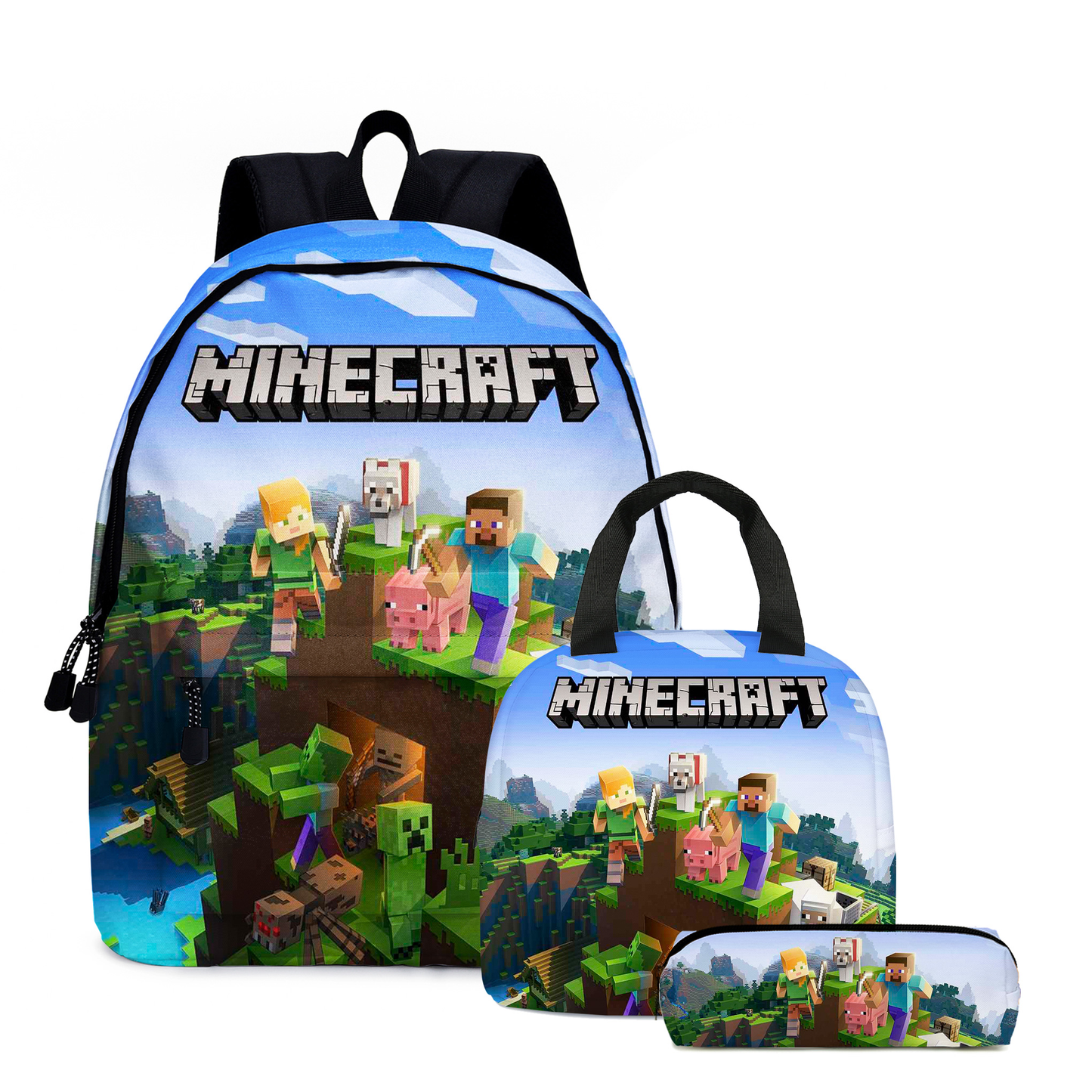Minecraft 2nd Edition  set (3PC) (Front zipper on the bookbag)