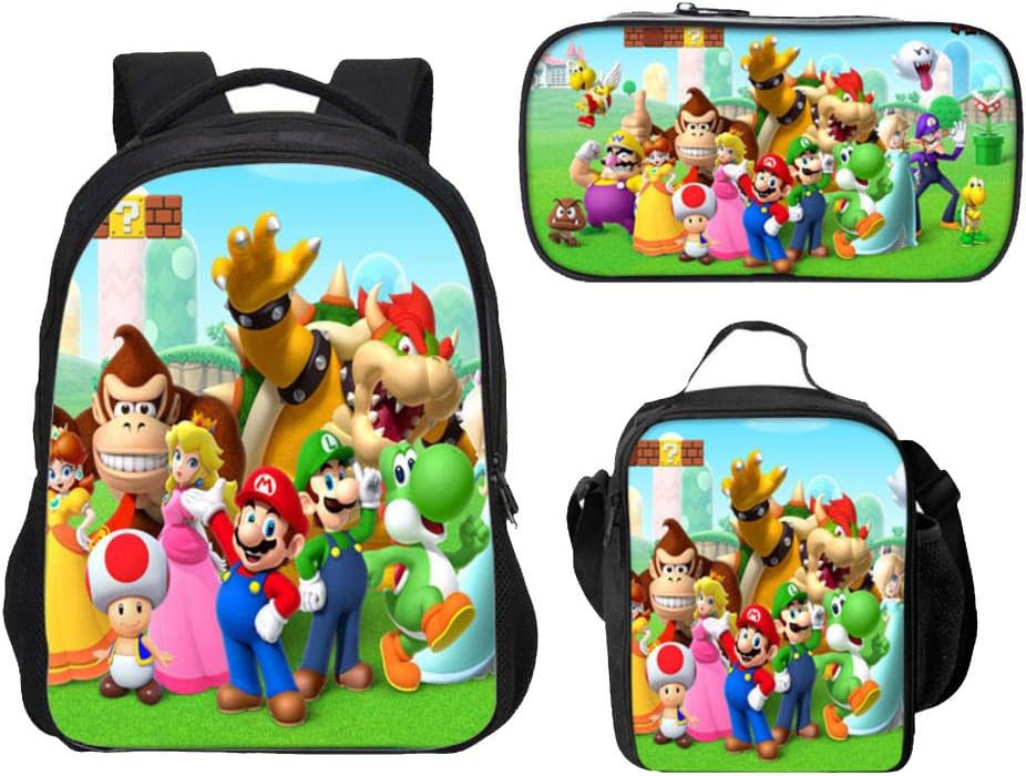 Mario Legends Backpack set (3PC) (Front zipper on the bookbag) 1st year to Standard 1 - Preppy Kids (Grand Bazaar)