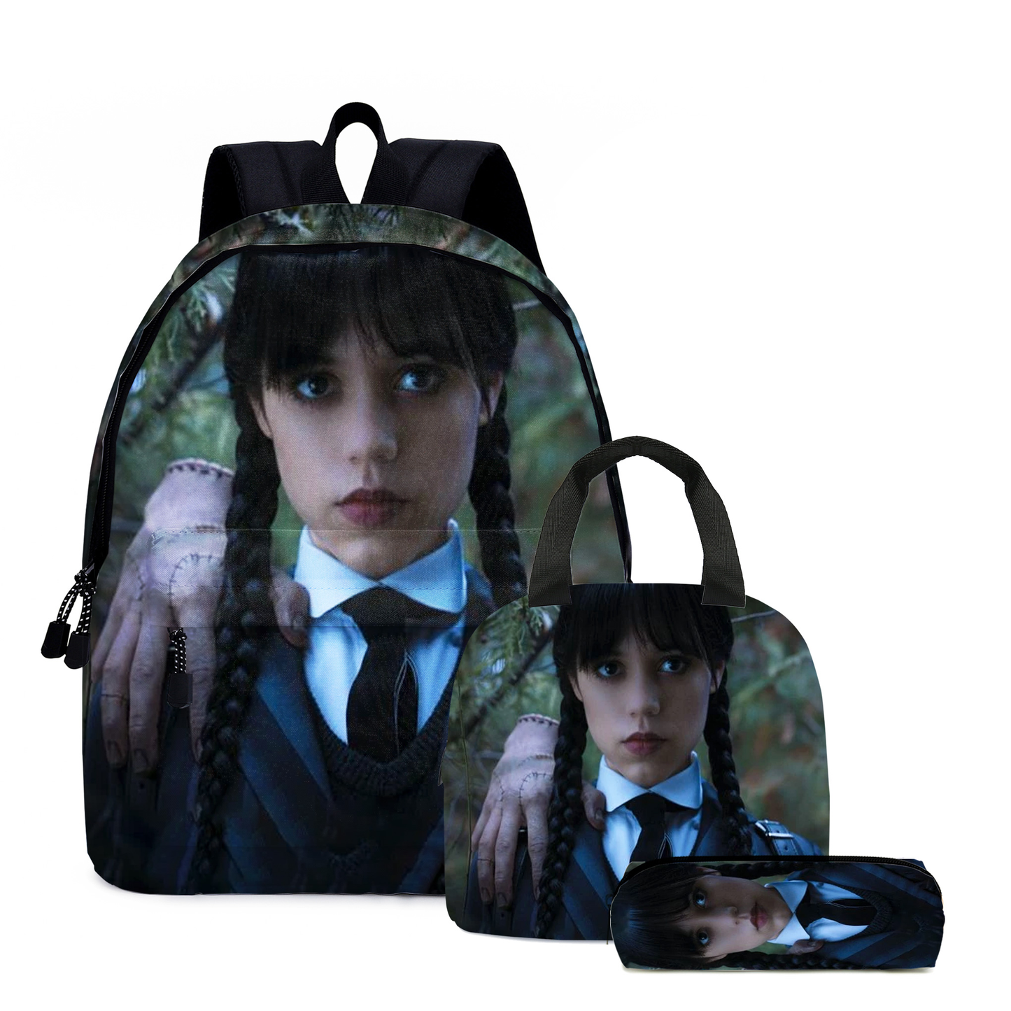 Wednesday backpack set (3PC) (Front zipper on the bookbag)