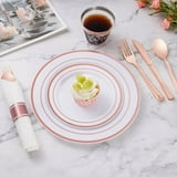Rose Gold Plastic Dinnerware Set for 25 Guests (175 pcs) Tableware