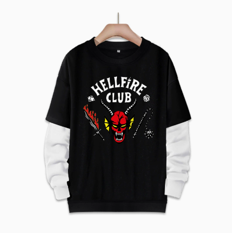 Stranger Things Black HellFire Long Sleeve Sweater